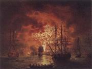 Jakob Philipp Hackert The Destruction of the Turkish Fleet in Chesme Harbour oil painting picture wholesale